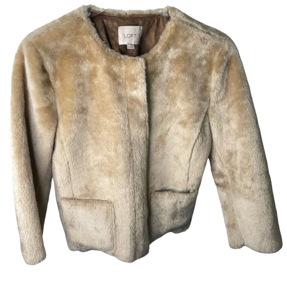 NWT LOFT Faux Fur Suede Jacket Coat Size Small - Picture 3 of 13